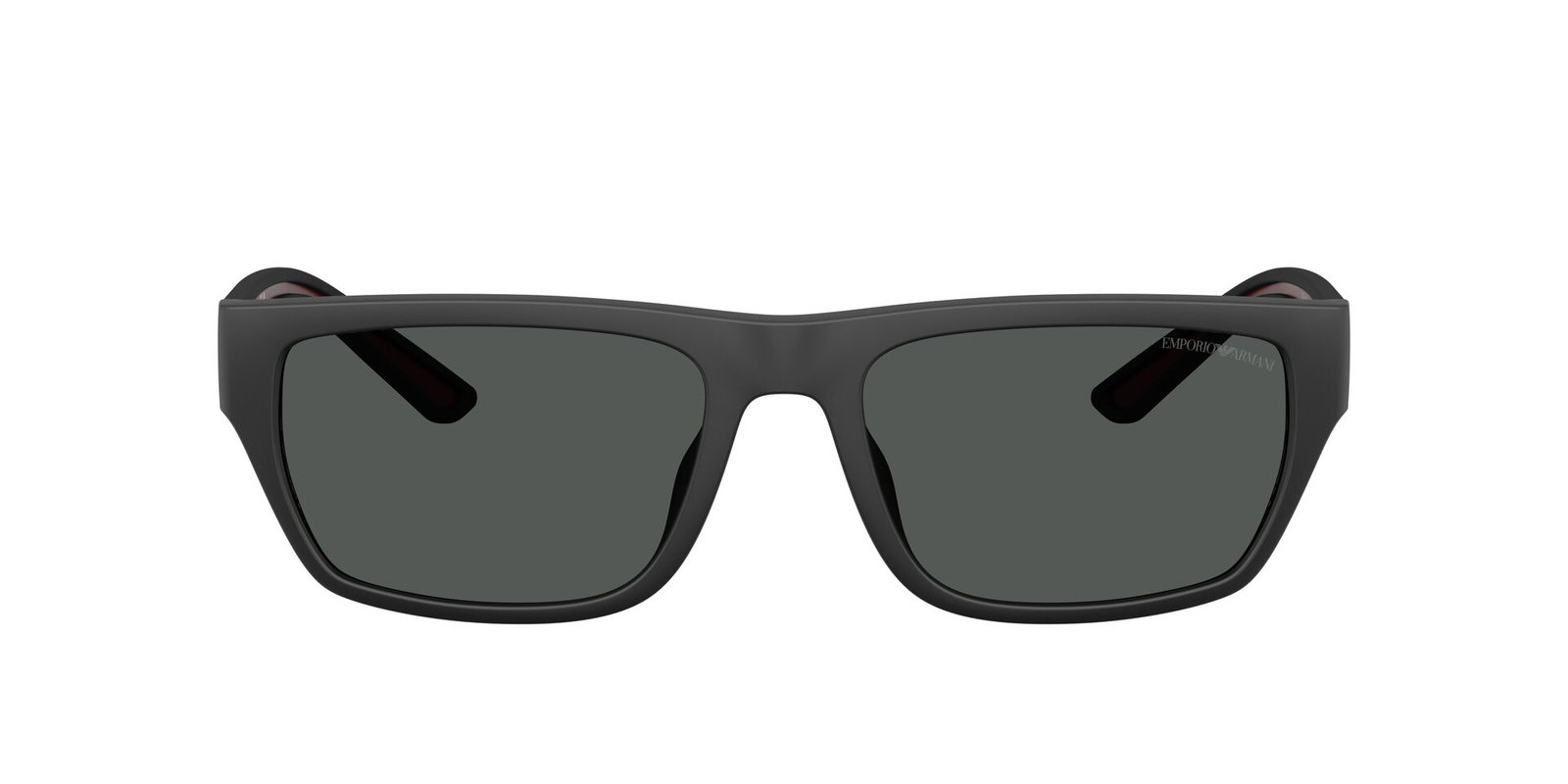 Das Bild zeigt die Emporio Armani Sonnenbrille EA4267U in mattschwarz gummiert von vorne.